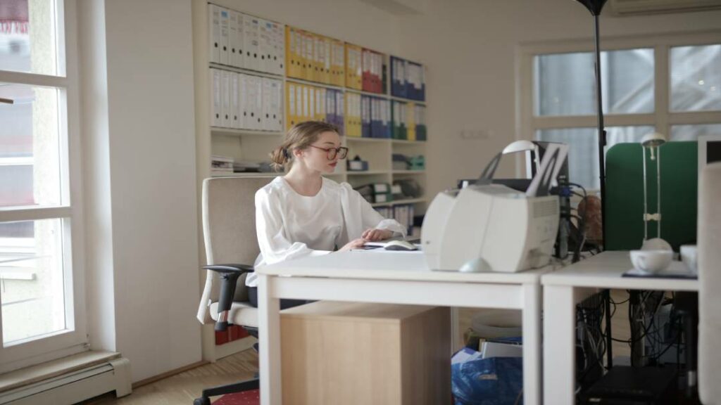 Woman working at a desk