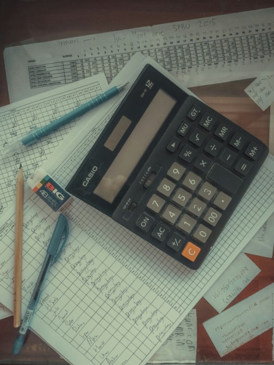 a calculator sitting on top of tax calculations
